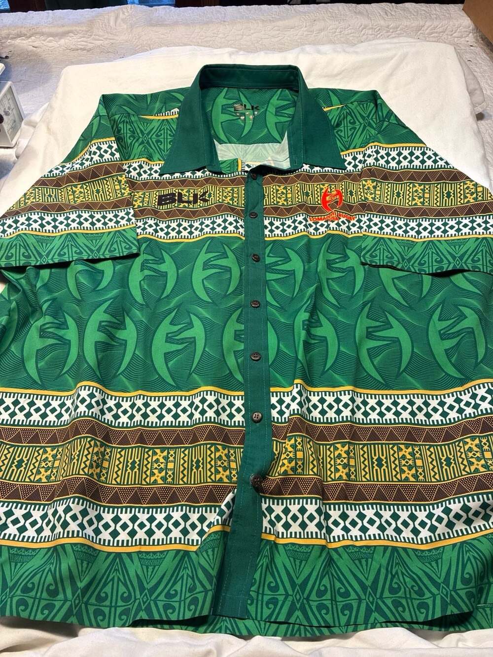 BLK Lomaviti Rugby USA Polynesian Tribal Pattern Hawaiian Shirt Size 5XL